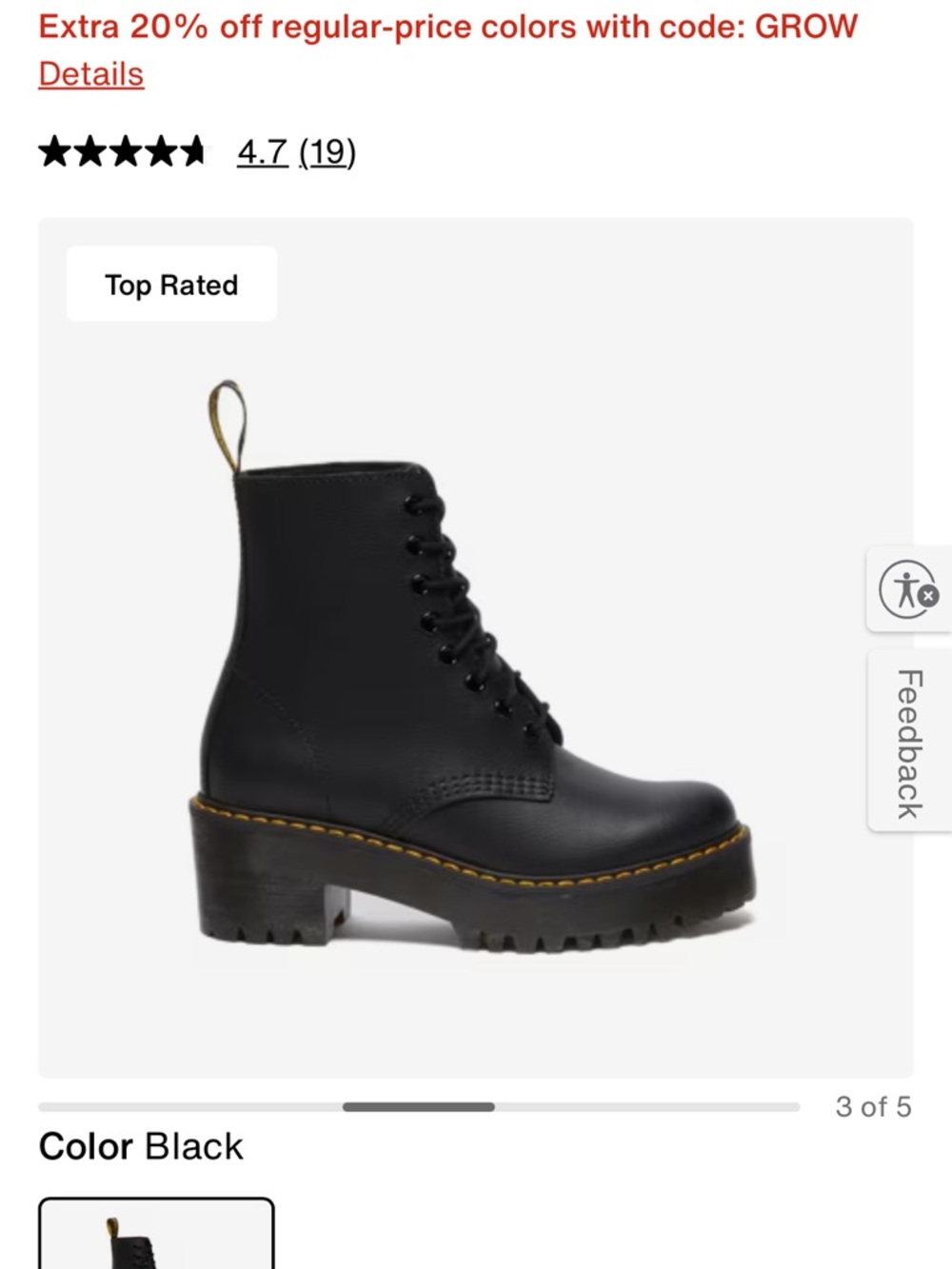 Dr. Martens Black 8-Eye Platform Lace-Up Boot